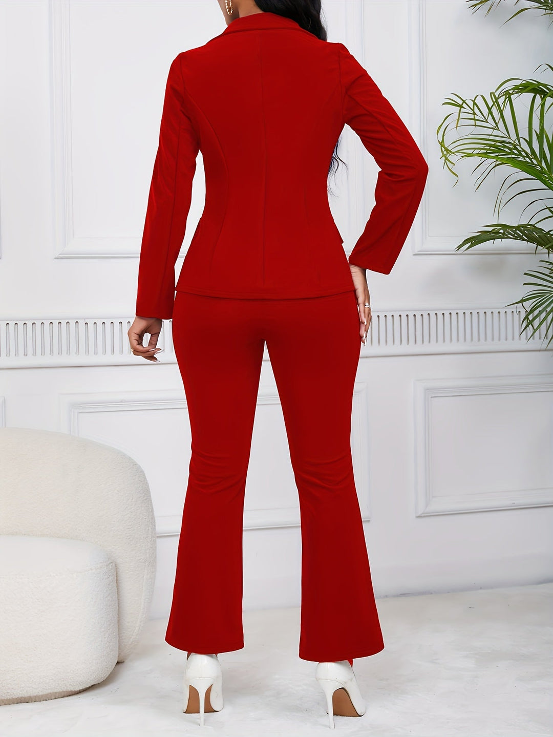 Drune | Damen Hosenanzug - Business Blazer mit Schlaghose im modernen Zweiteiler-Design