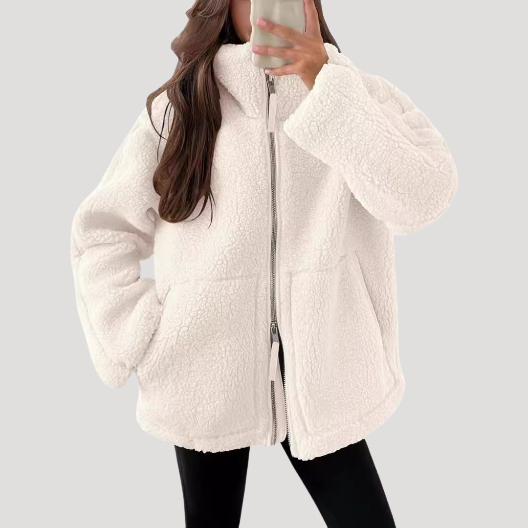 Drune | Damen Teddy Reißverschluss Fleece Jacke Winter Kleidung