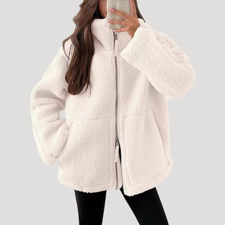 Drune | Damen Teddy Reißverschluss Fleece Jacke Winter Kleidung