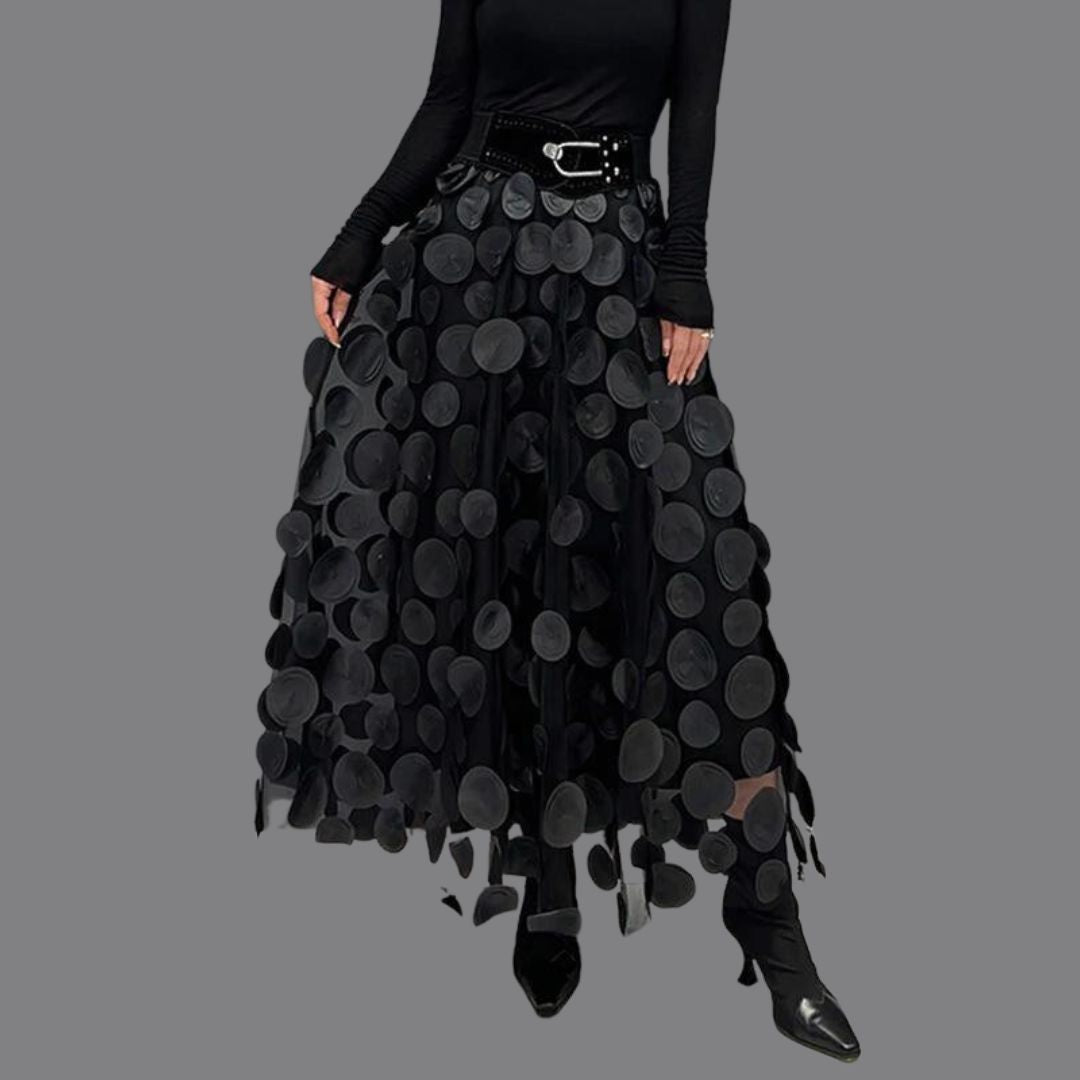 Drune – Stylischer schicker langer Rock mit Polka Dots