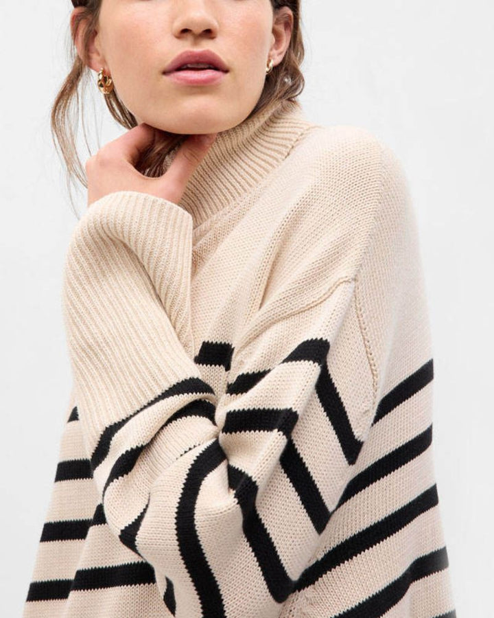 Drune | Gestreifter Schwarz-Weiß Strick Pullover
