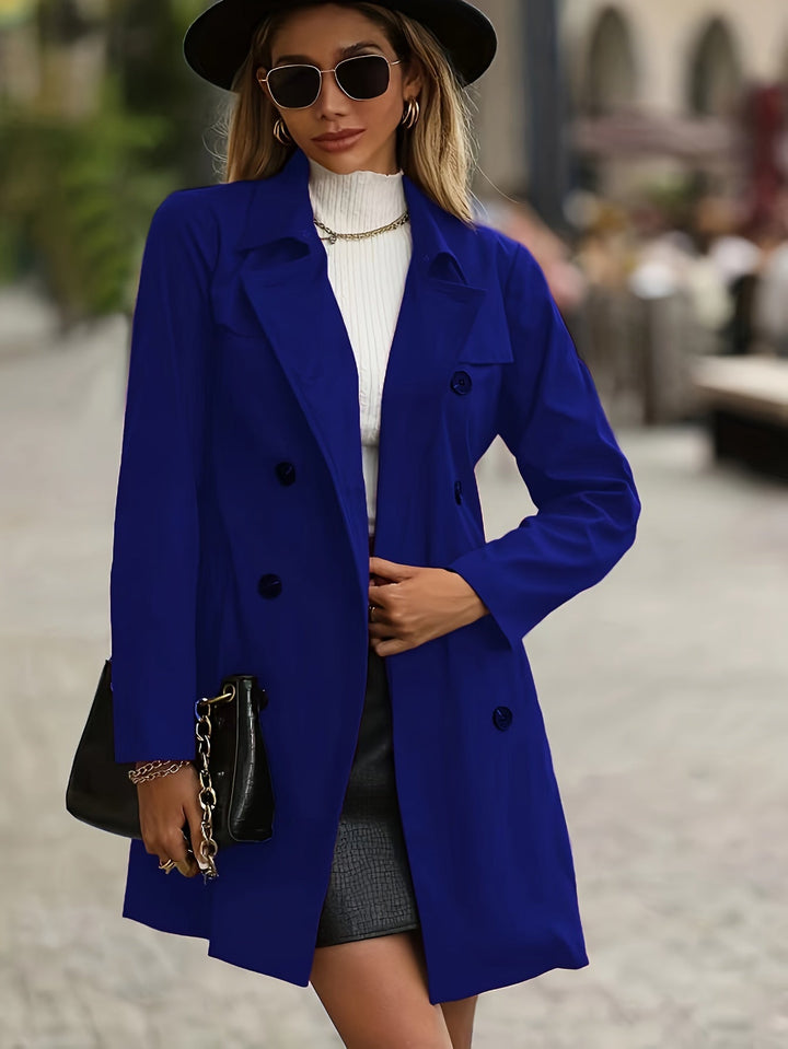 Drune | Damen Doppelreihiger Trenchcoat Mit Knopfdetails
