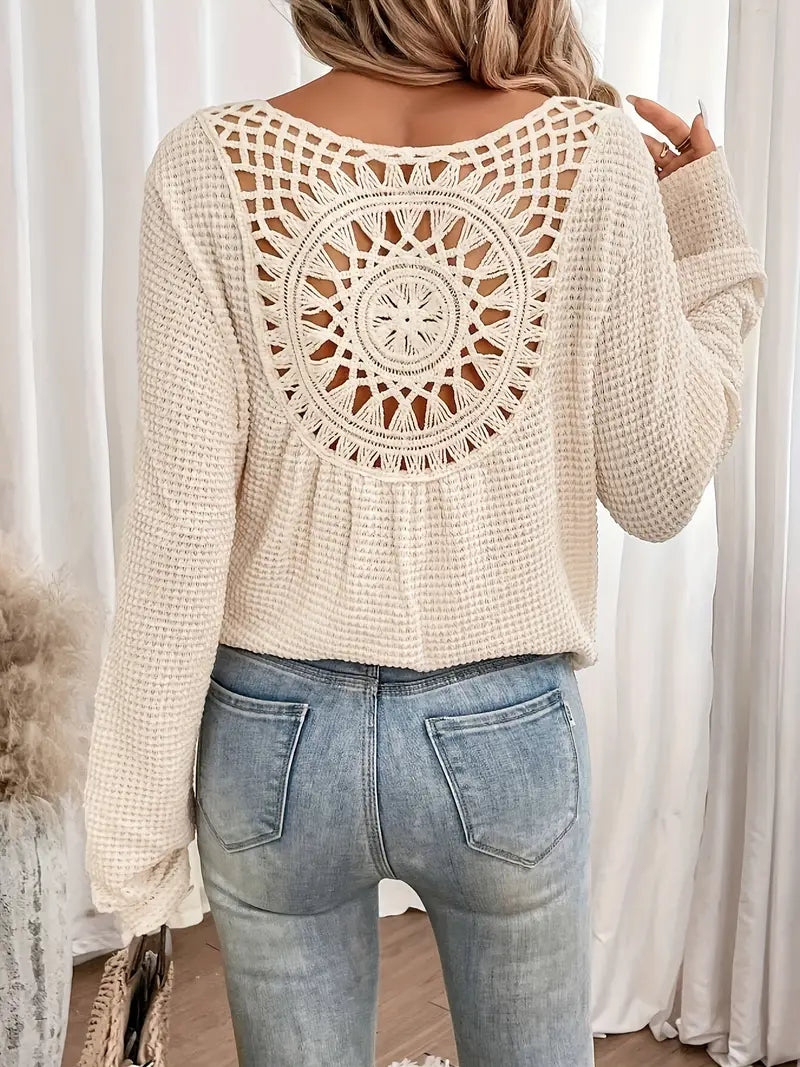 Drune | Trendige Damen Sweater Gehäkelte Trendy, Komfortabel