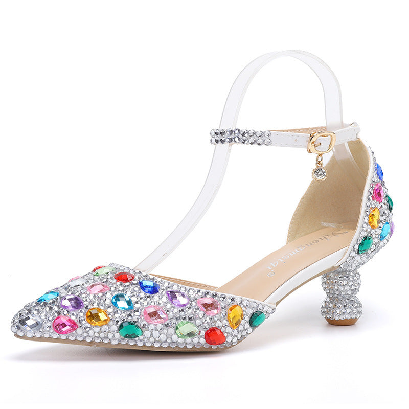 Drune | Lavtil Top Sommer Neu Blau Farbe Spitz Kalebass Absatz Rhinestone Multi Farbe Mode Hochzeits Bankett Frauen Schuhe