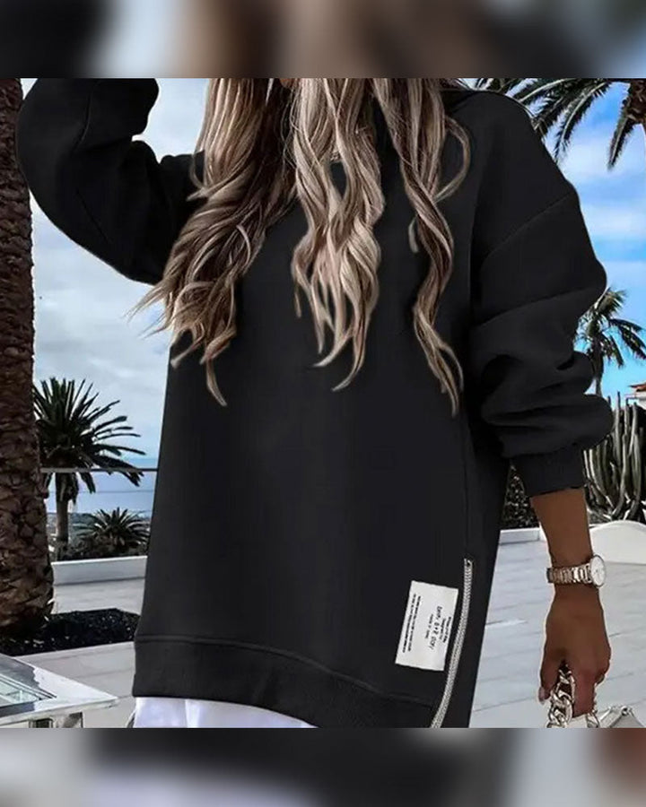 Drune | Sweatshirtkleid mit Langen Ärmeln Reißverschluss und Schlitz