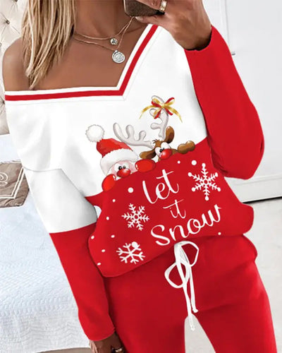 Drune | Lässiger Sport V-Ausschnitt Weihnachtsdruck