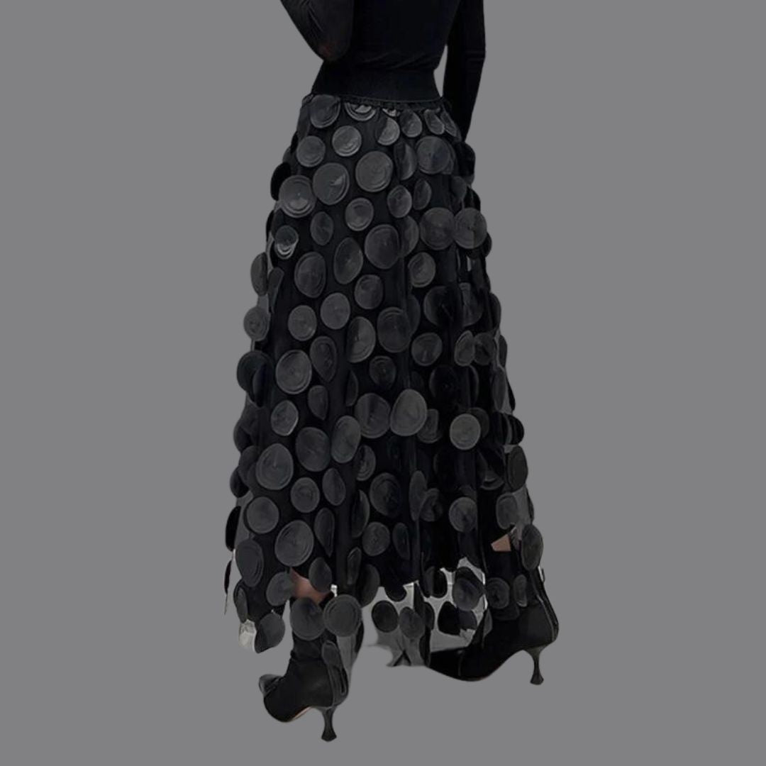 Drune – Stylischer schicker langer Rock mit Polka Dots
