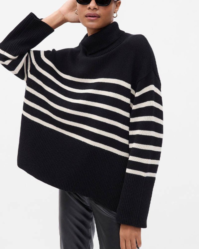 Drune | Gestreifter Schwarz-Weiß Strick Pullover