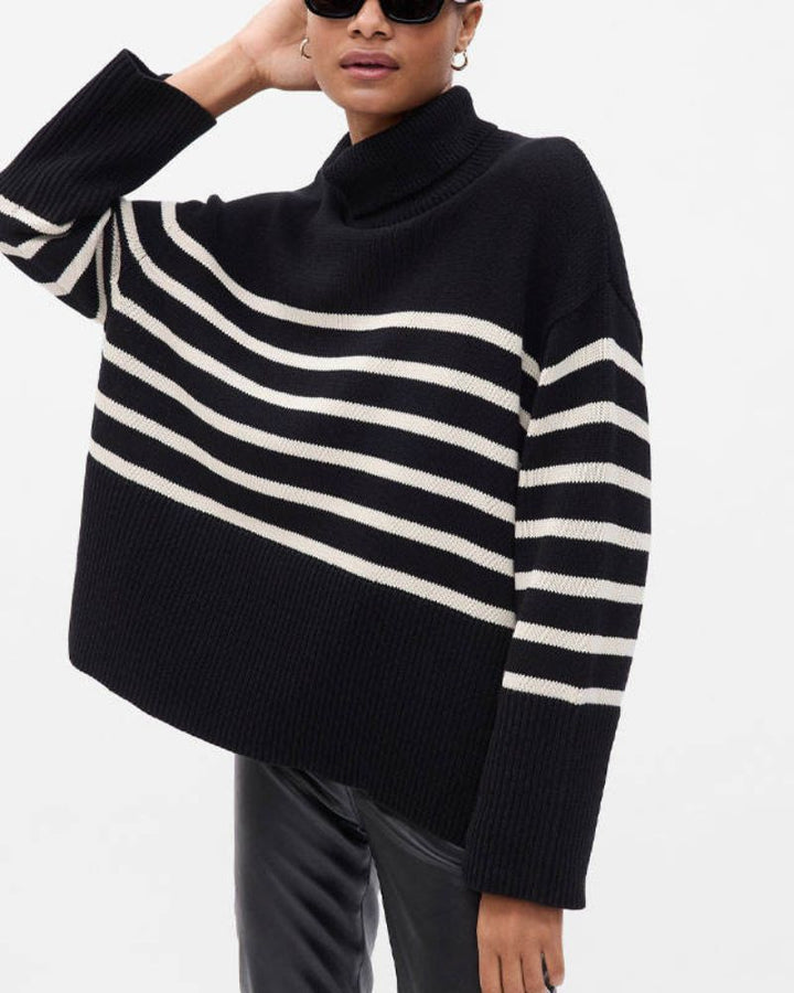 Drune | Gestreifter Schwarz-Weiß Strick Pullover