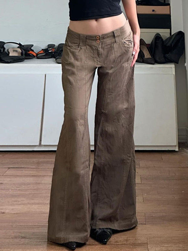 Drune | Amerikanische Retro Low Waist Split Schlaghose