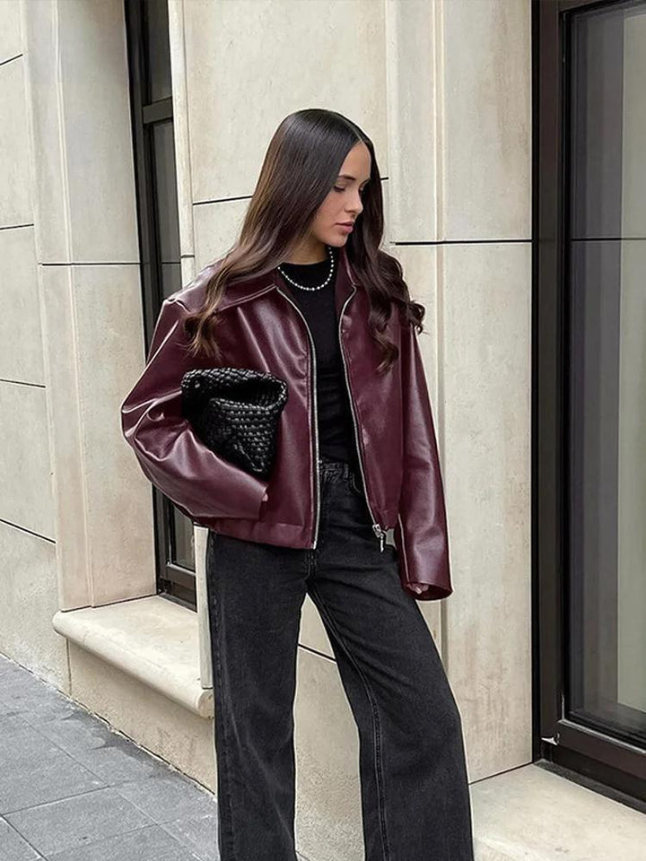Drune | Jacke Aus Kunstleder mit Stylischem Reverskragen und Reißverschlussdetails