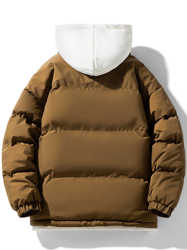 Drune |  Baumwoll Kapuzen Gefälschte Doppel Gepolsterte Winterjacke Für Herren - Perfekt für Alltagskleidung