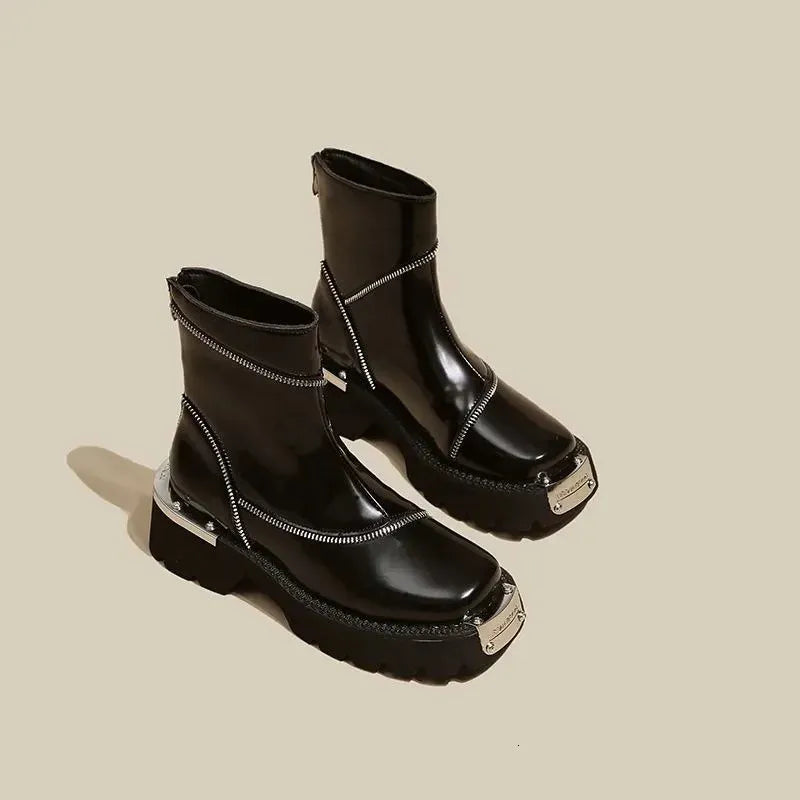 Drune | Winterstiefel mit Dicker Sohle und Wasserdichtem Reißverschluss