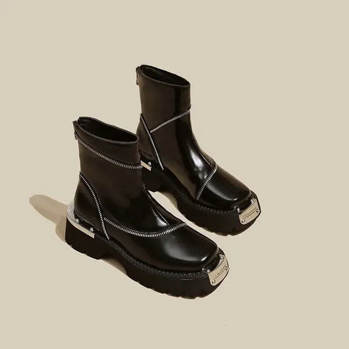 Drune | Winterstiefel mit Dicker Sohle und Wasserdichtem Reißverschluss