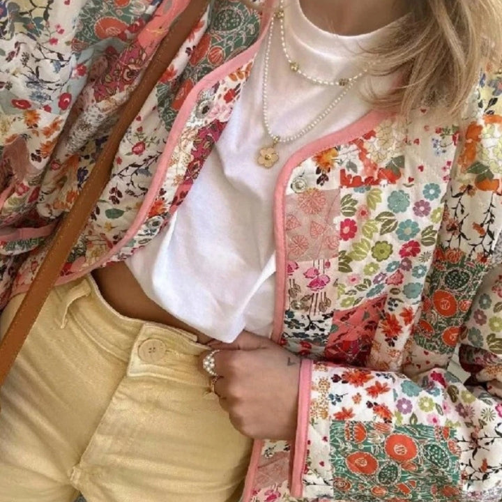 Drune | Damen leichte Sommer Steppjacke – bedruckter Boho-Stil