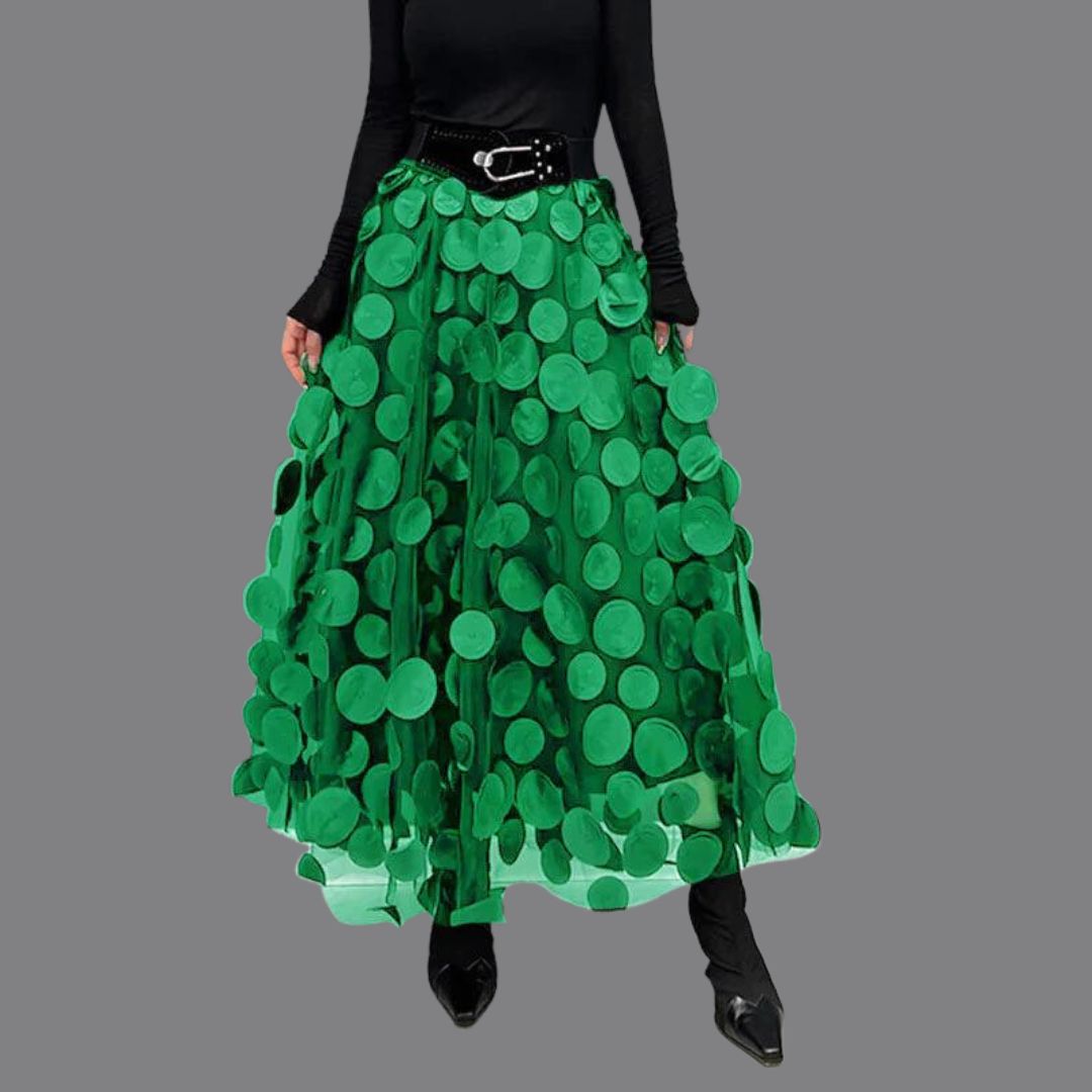 Drune – Stylischer schicker langer Rock mit Polka Dots