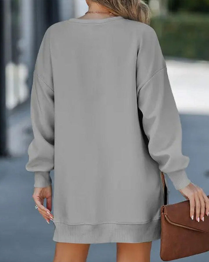Drune | Sweatshirtkleid mit Langen Ärmeln Reißverschluss und Schlitz