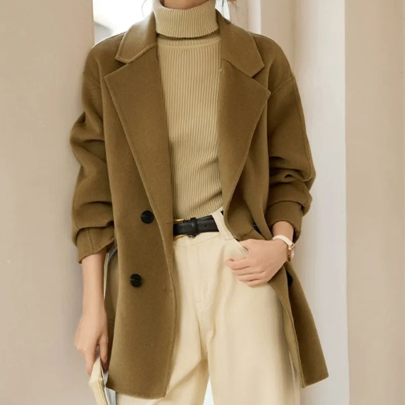 Drune | Mantel mit abnehmbarem und weichem Strickhut