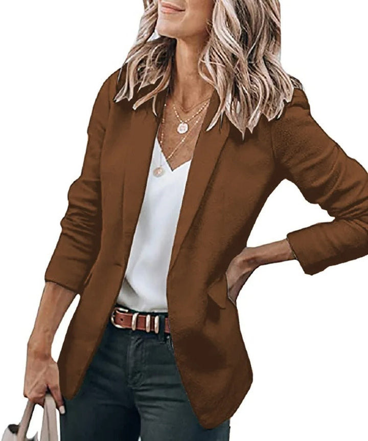 Drune - Damen Blazer Einfarbig Jacke, Lange Ärmel