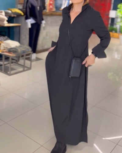 Drune | Langes Kleid mit Seitlichem Schlitzrevers