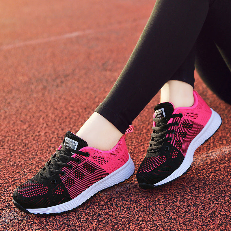 Damen nan leichtgewichtiger Strick-Freizeitsneaker mit Wabenperforation, schockabsorbierender Schaumsohle und gepolstertem Fersenkragen Drune