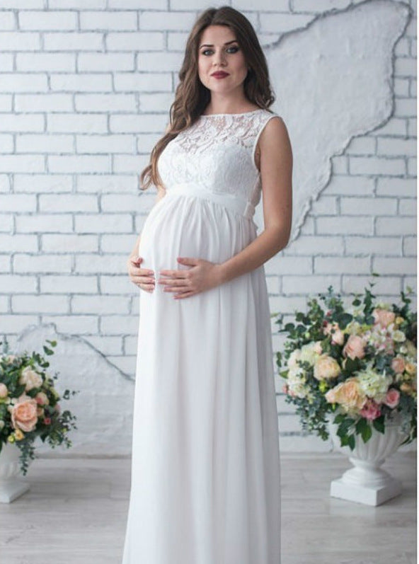 Damen Elegantes Spitzen Schwangerschaft Maxi Kleid Drune 1752657124