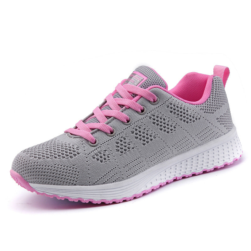 Damen nan leichtgewichtiger Strick-Freizeitsneaker mit Wabenperforation, schockabsorbierender Schaumsohle und gepolstertem Fersenkragen Drune