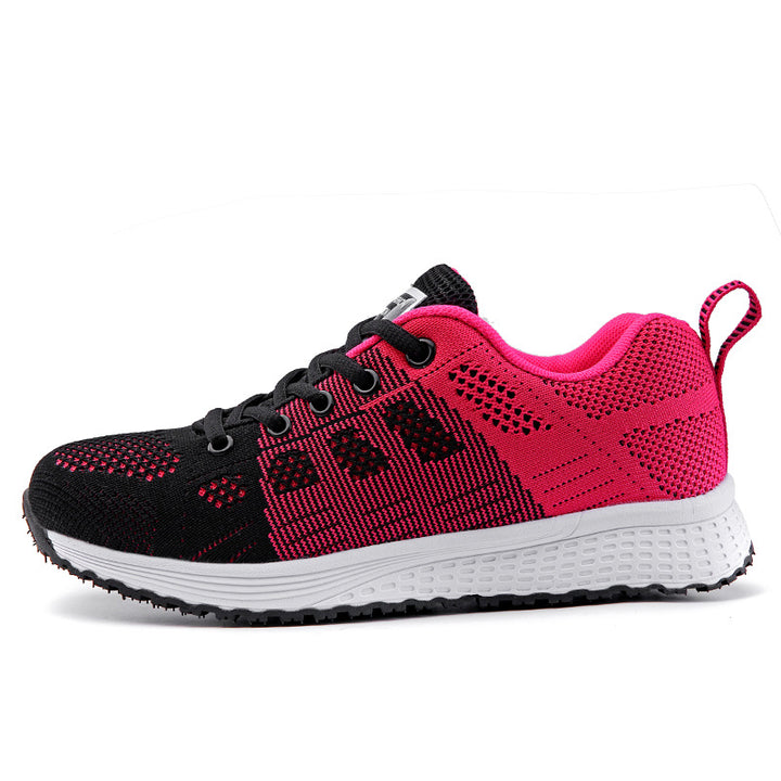 Damen nan leichtgewichtiger Strick-Freizeitsneaker mit Wabenperforation, schockabsorbierender Schaumsohle und gepolstertem Fersenkragen Drune