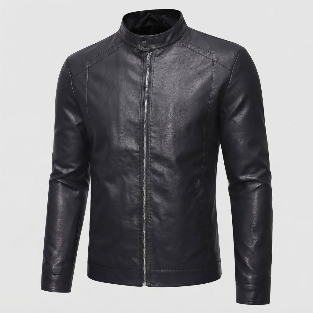 Herren Modische Kunstlederjacke mit Stehkragen Drune 1788321813
