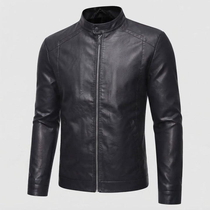 Herren Modische Kunstlederjacke mit Stehkragen Drune 1788321813