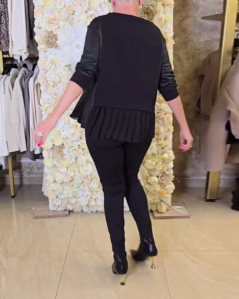 Drune | Langarm Sweatshirt mit Patchwork Details