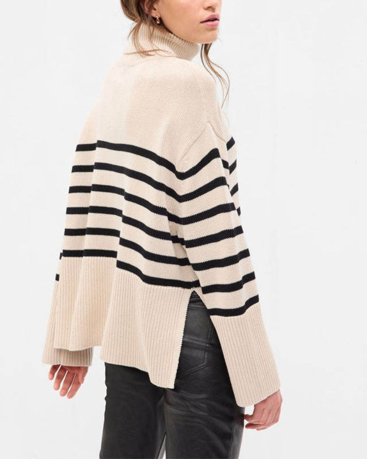 Drune | Gestreifter Schwarz-Weiß Strick Pullover