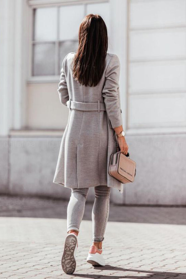 Drune | Wintermantel khaki mit Gürtel und elegantem Stil
