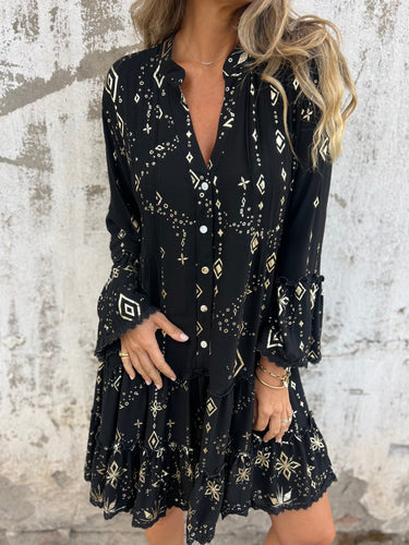 Drune | Boho Metallic Hemdkleid