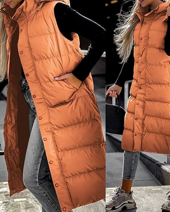 Drune | Ärmellose, Lässige Steppjacke Mit Kapuze Und Reißverschluss