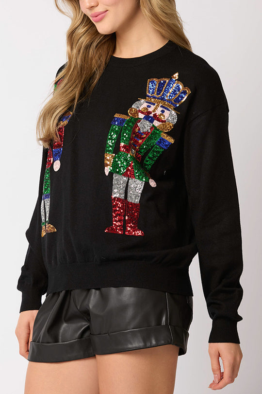 Drune | Weihnachtssoldat Pailletten Mode Lässiger Sweatshirt