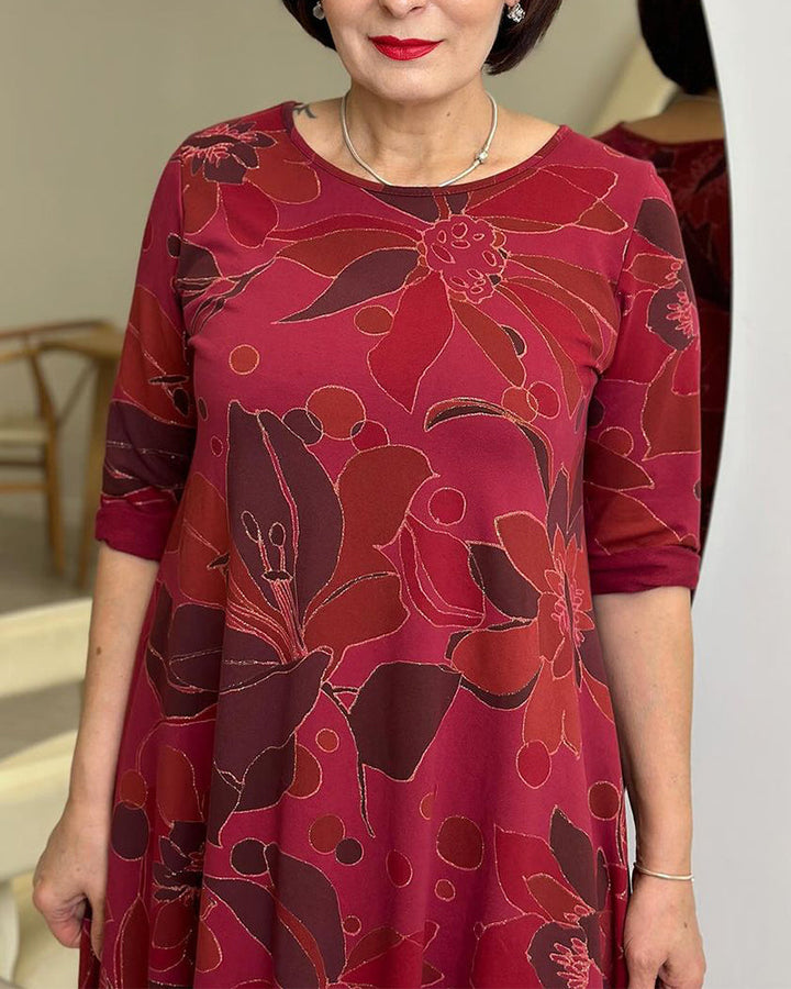 Drune | Kleid mit Blumendruck und Rundhalsausschnitt