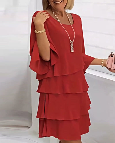 Drune | Einfarbiges Kleid mit Dreiviertelärmeln