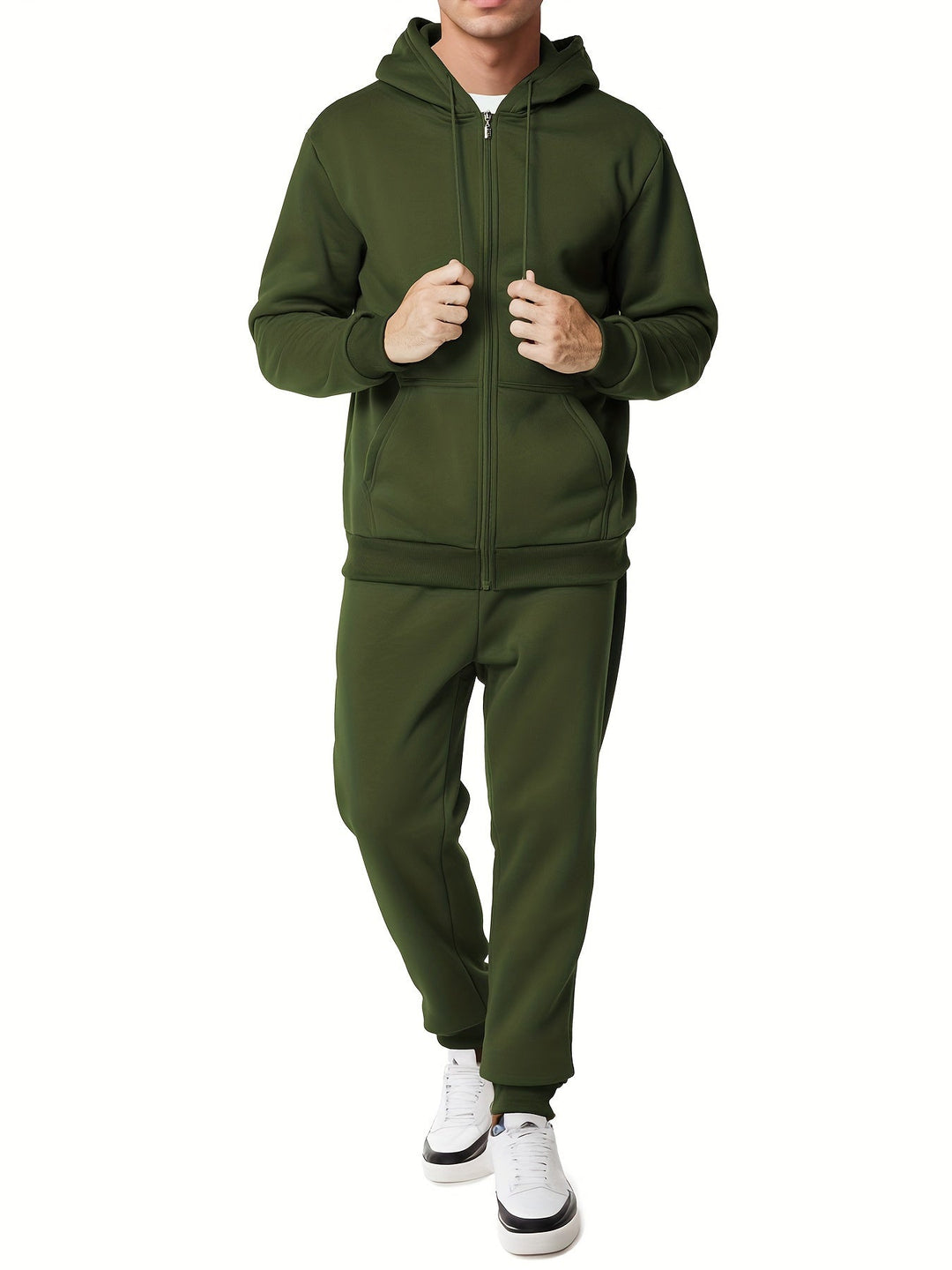 Drune | Unifarbener Kapuzenpullover-Trainingsanzug mit Hose für Herren - Perfekt für Casual Days