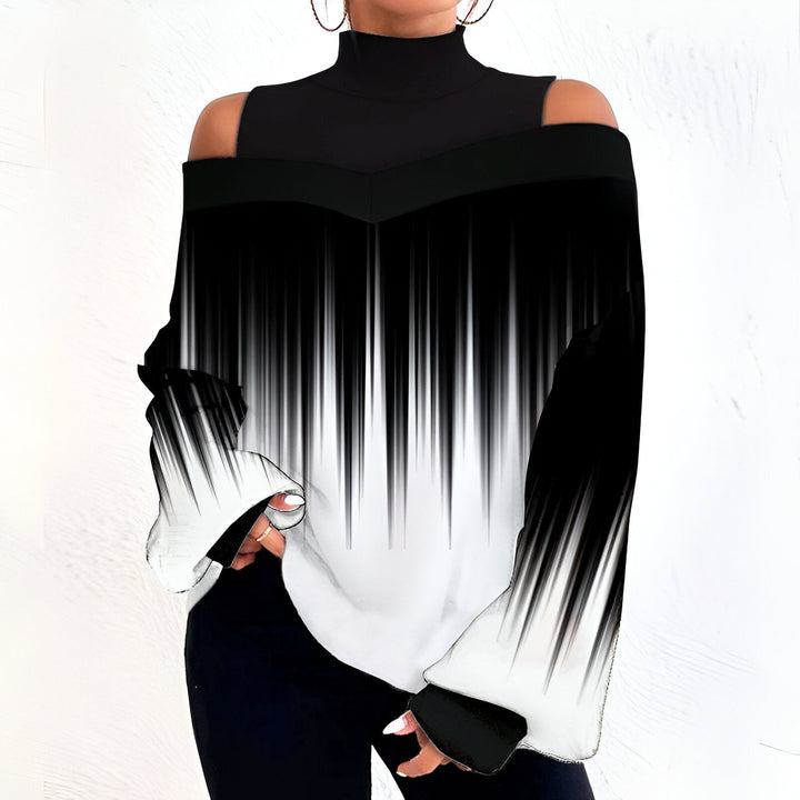 Drune | Sexy Karierte T-Shirt mit Off-Shoulder Ärmeln