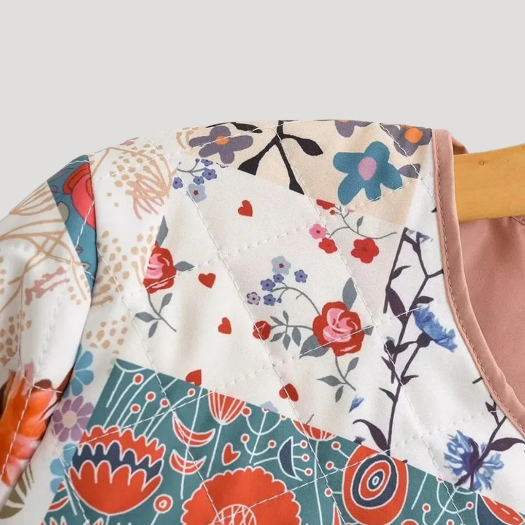 Drune | Damen leichte Sommer Steppjacke – bedruckter Boho-Stil