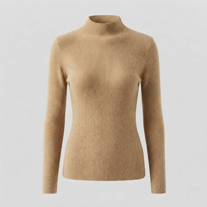 Damen Eleganter Slim-Fit Rollkragenpullover aus flauschigem Angora-Mix mit feiner Rippstruktur Drune