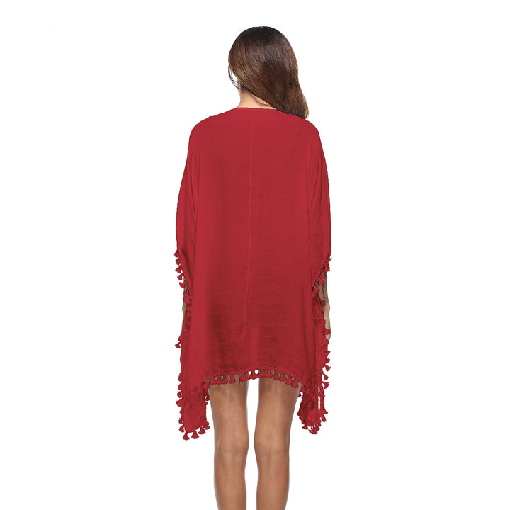 Damen luftiger Kaftan mit bunten Häkelverzierungen Drune