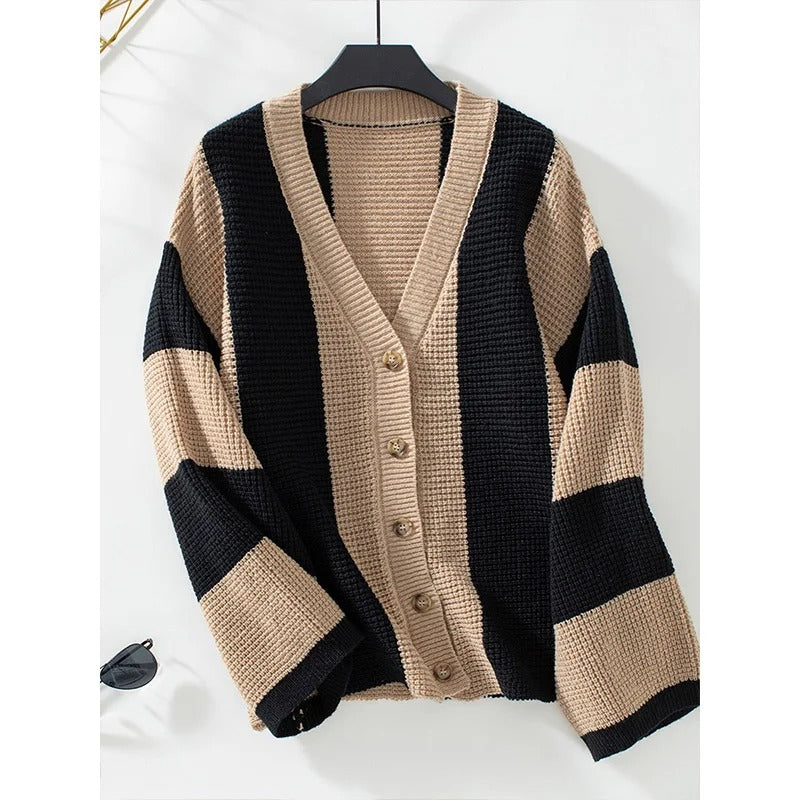 Drune | Gestreifter Oversized-Strickcardigan