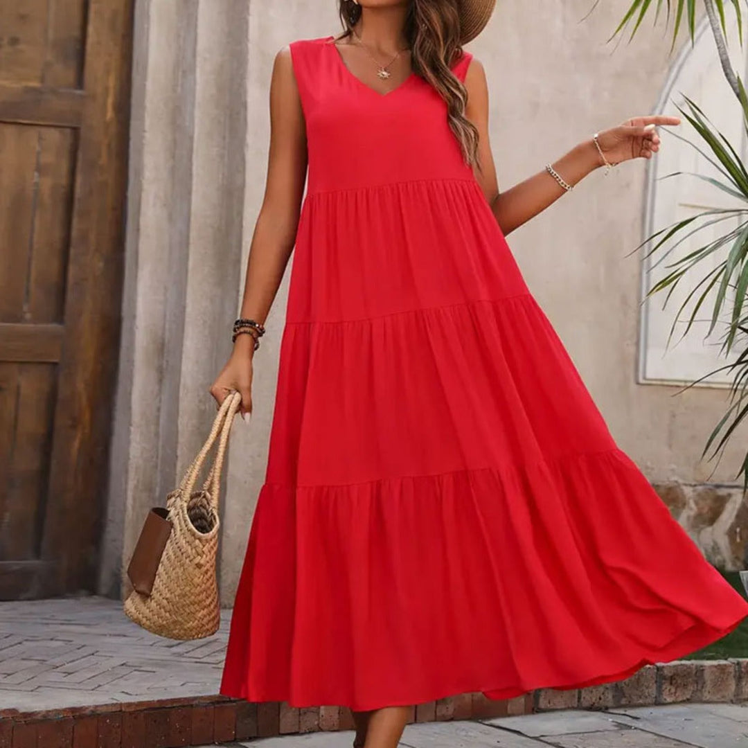 Drune | Spleißkleid mit V-Ausschnitt