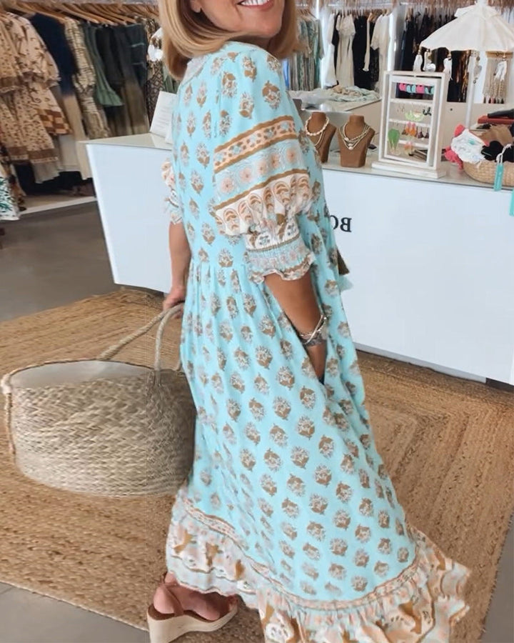 Drune | Bohemian Geschichtetes Maxi-Kleid für Damen