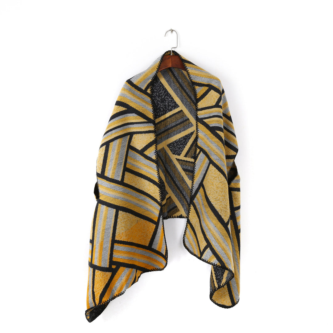 Damen Gewebter Jacquard-Überwurfschal im Oversize-Kimono-Fall Drune