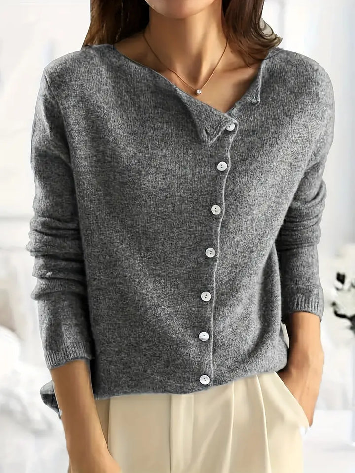 Drune | Strickjacke - Gestrickter V-Ausschnitt - Knopfverschluss - Langärmlig Lässige Schichtung