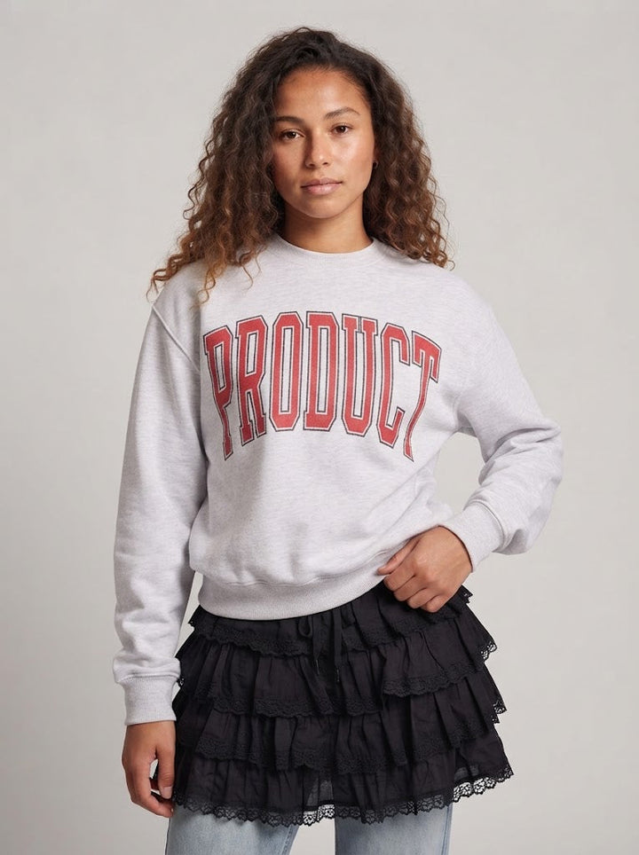 Damen College-Sweatshirt mit übergroßem Collegiate-Print und weichem Fleece Drune