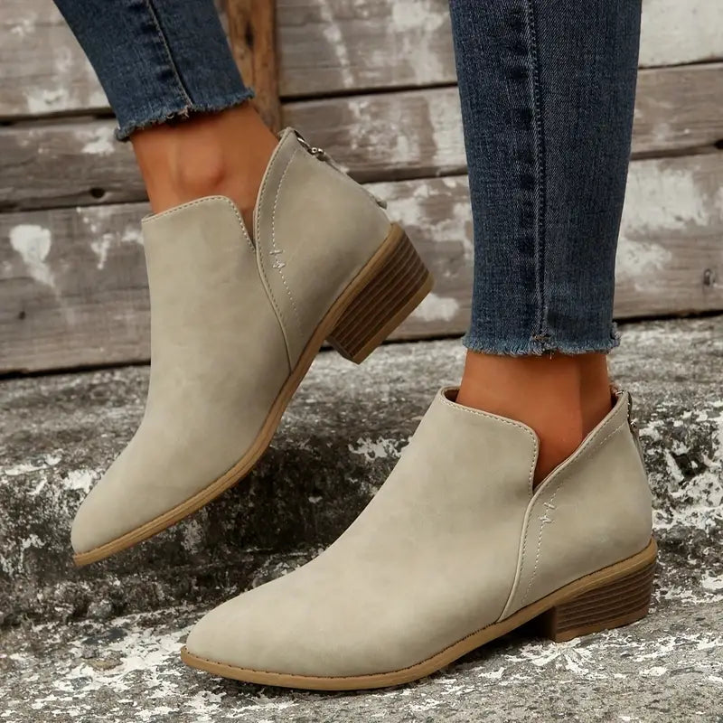 Drune | V-Ausschnitt Chic Dicke Absatzstiefel für Damen